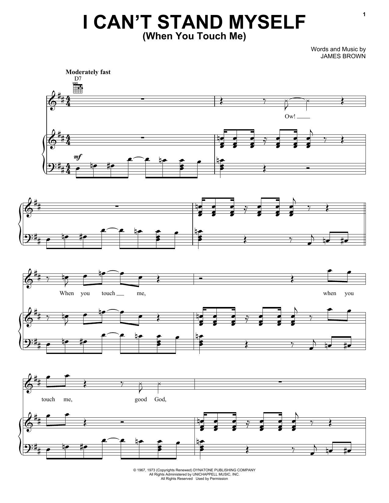 Download James Brown I Can't Stand Myself (When You Touch Me Sheet Music