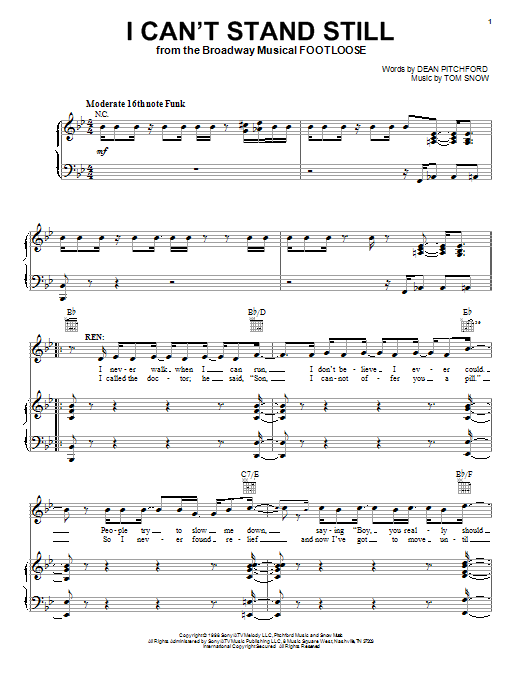 Download Tom Snow I Can't Stand Still (from Footloose) Sheet Music