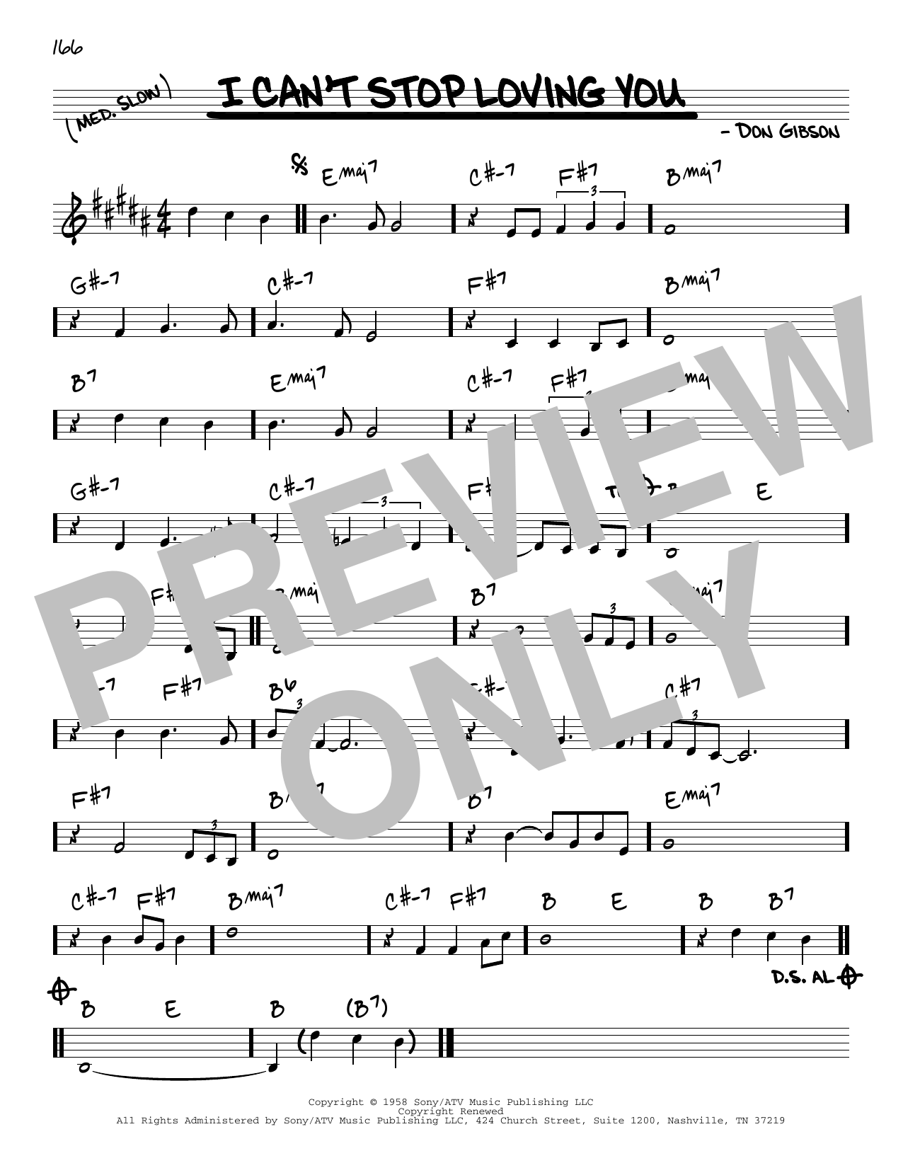 Download Don Gibson I Can't Stop Loving You Sheet Music