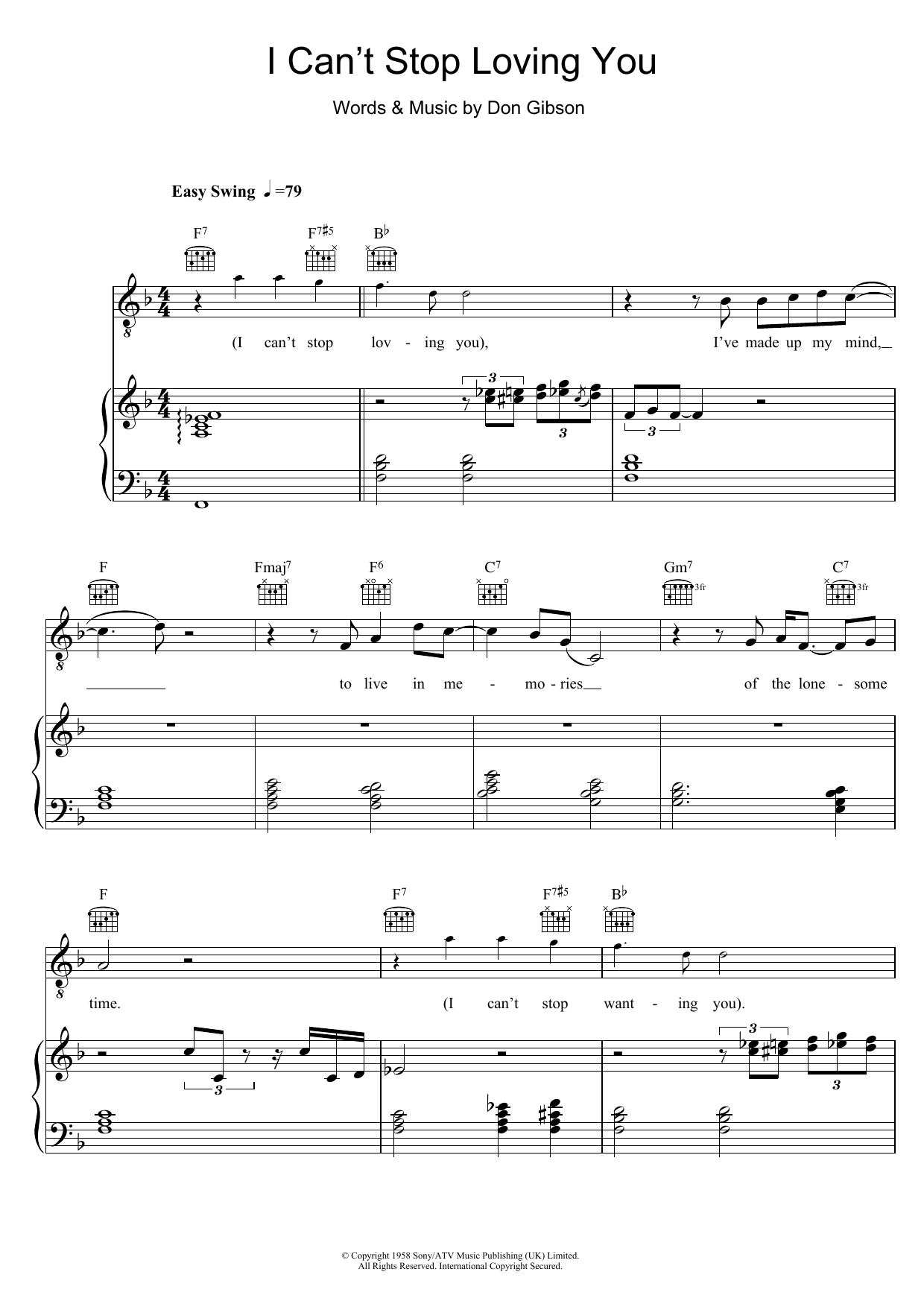 Download Ray Charles I Can't Stop Loving You Sheet Music