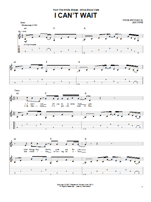 Download The White Stripes I Can't Wait Sheet Music