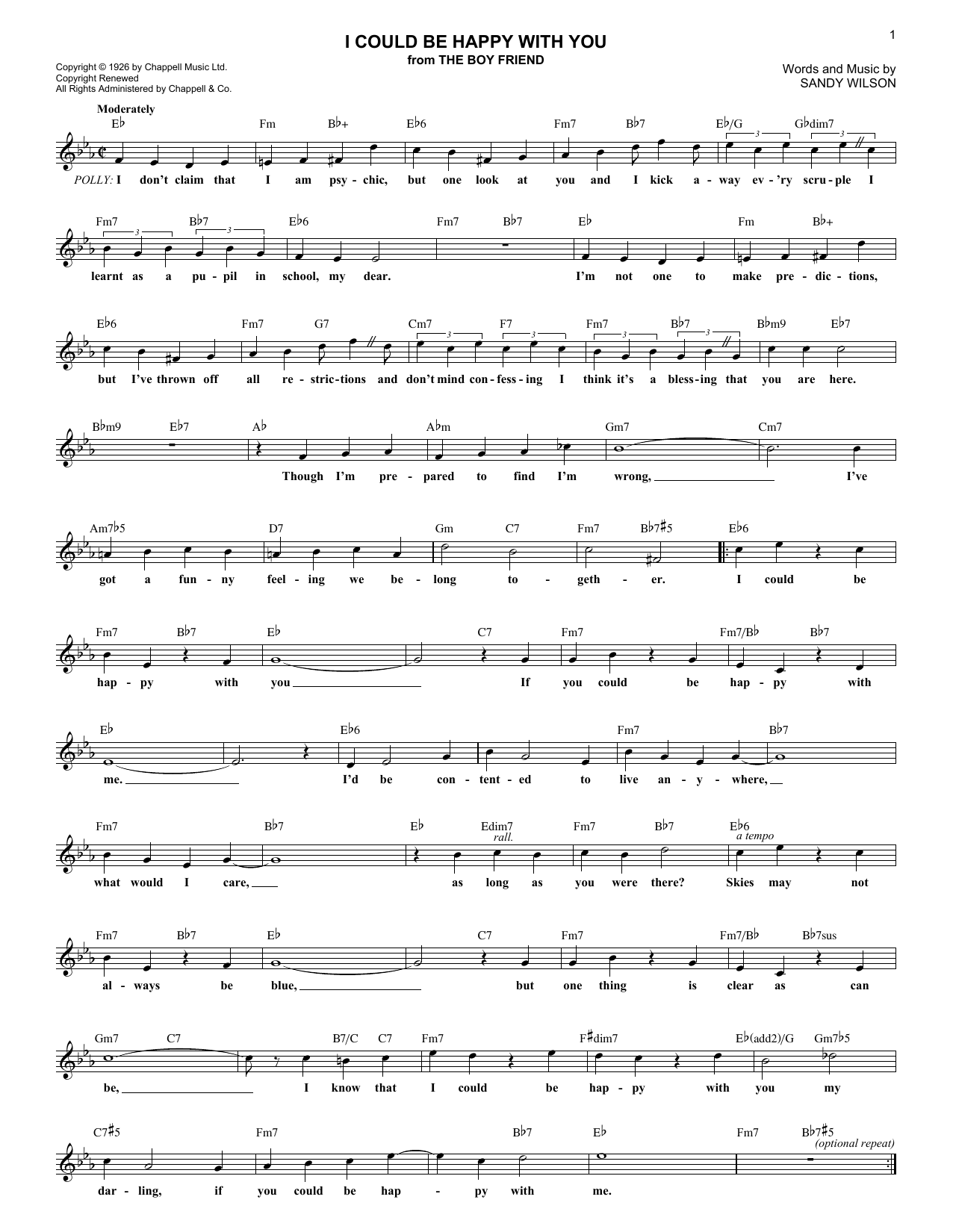 Download Sandy Wilson I Could Be Happy With You Sheet Music