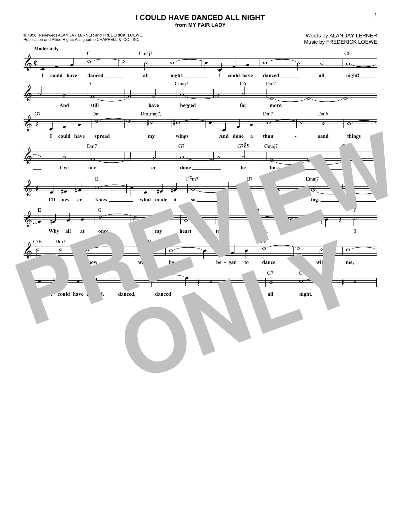 Download Frederick Loewe I Could Have Danced All Night Sheet Music