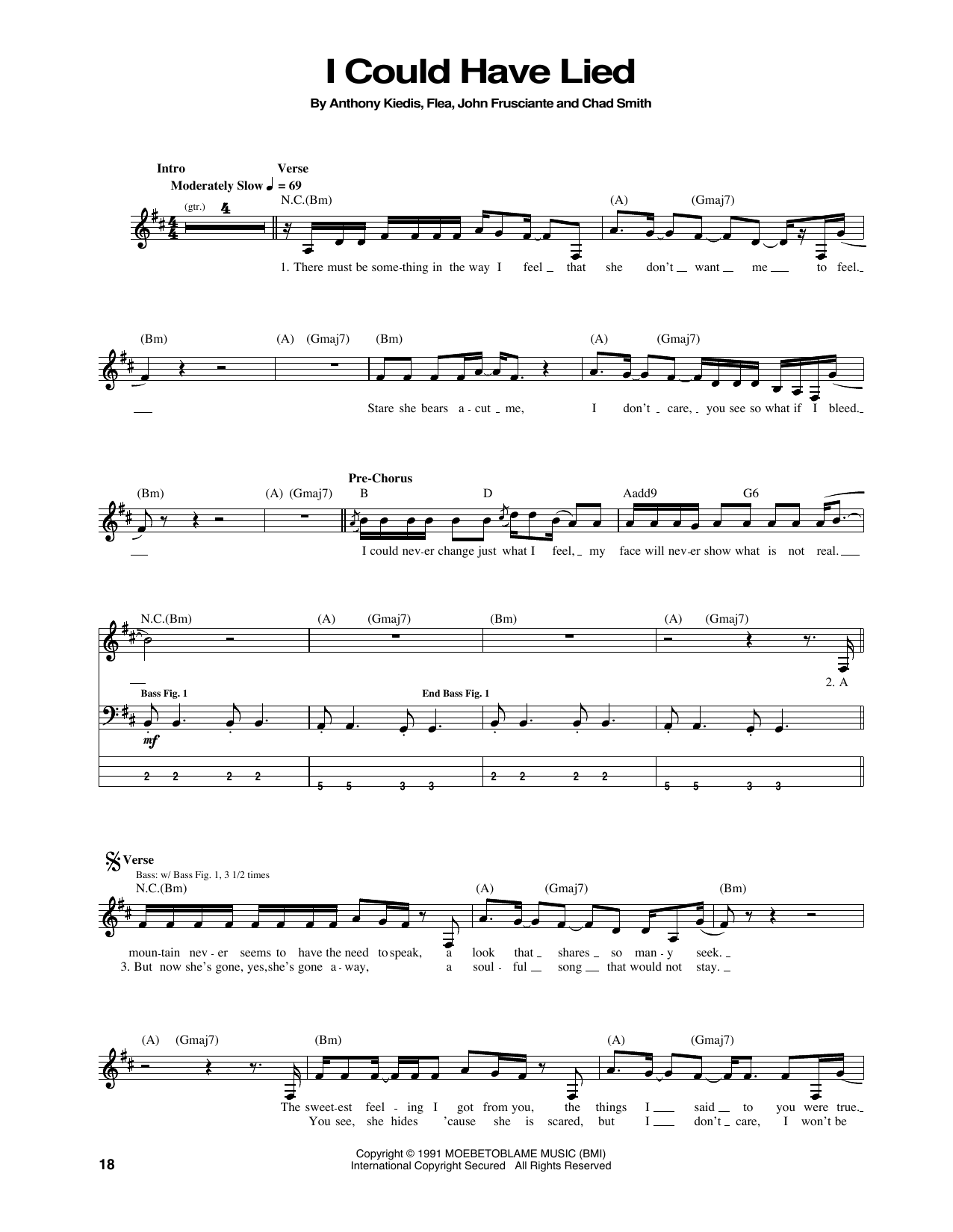 Download Red Hot Chili Peppers I Could Have Lied Sheet Music