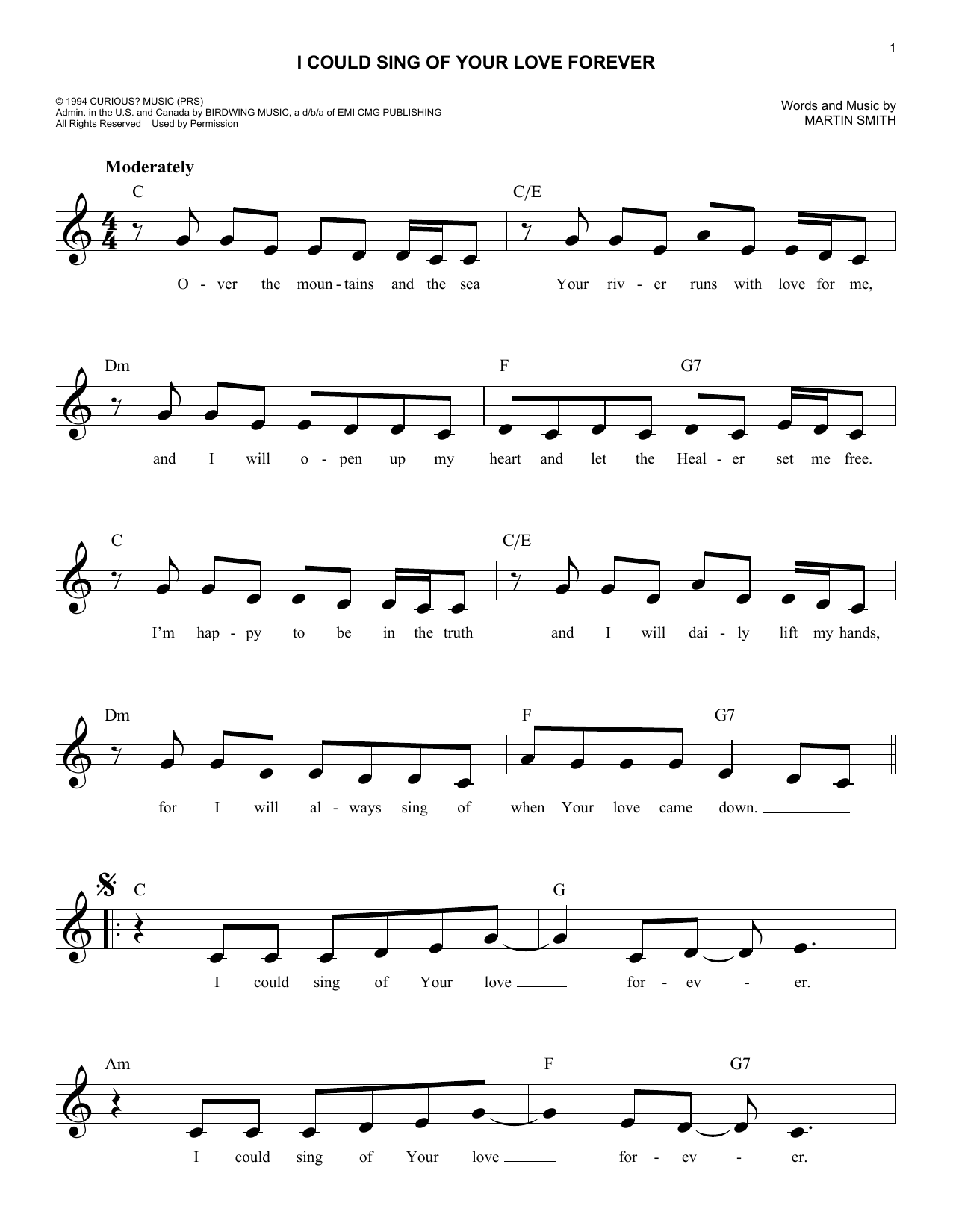 Download Martin Smith I Could Sing Of Your Love Forever Sheet Music
