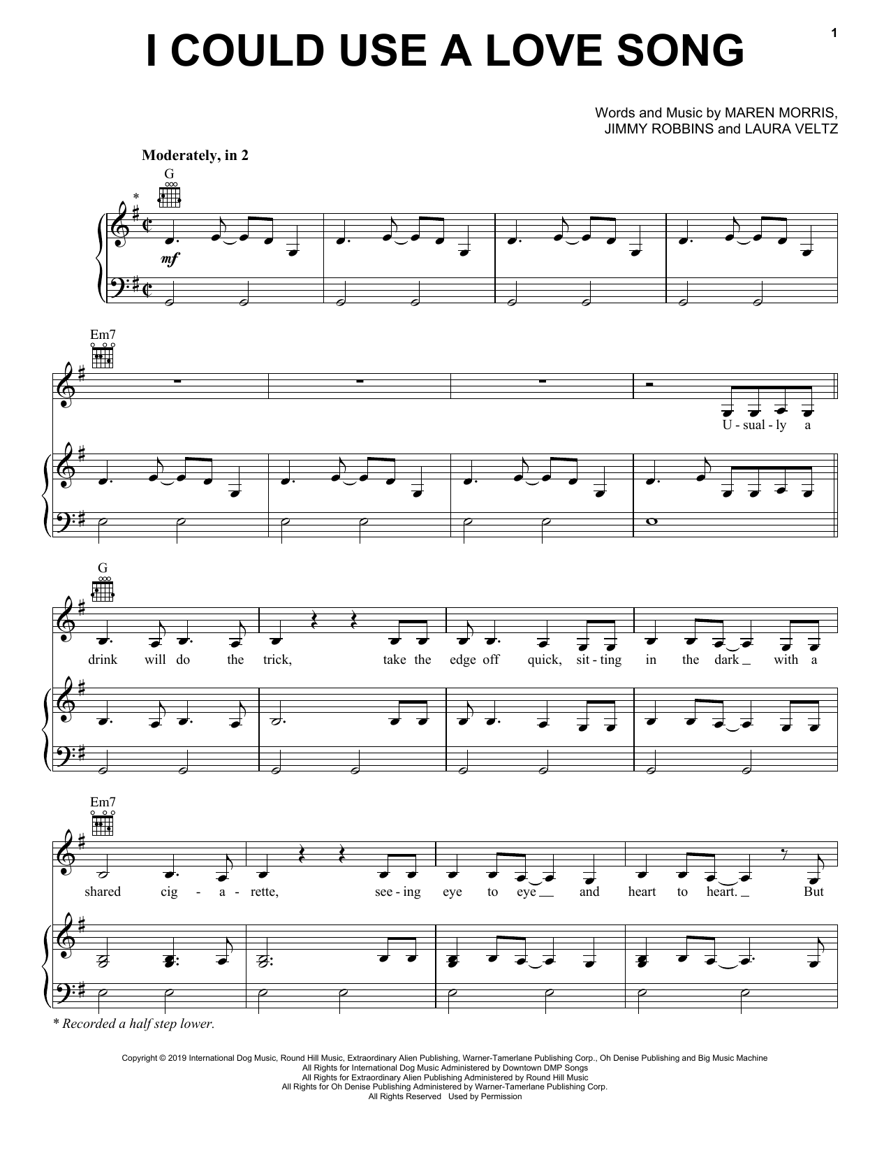 Download Maren Morris I Could Use A Love Song Sheet Music
