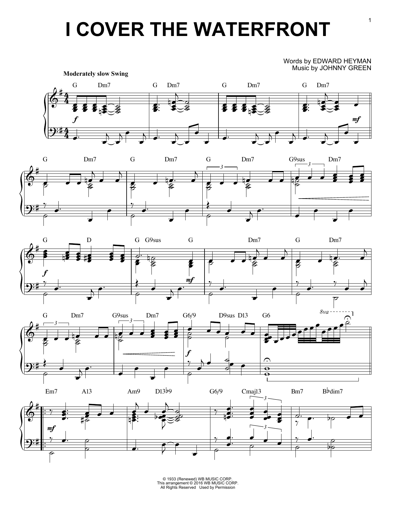 Download Edward Heyman I Cover The Waterfront (arr. Brent Edst Sheet Music