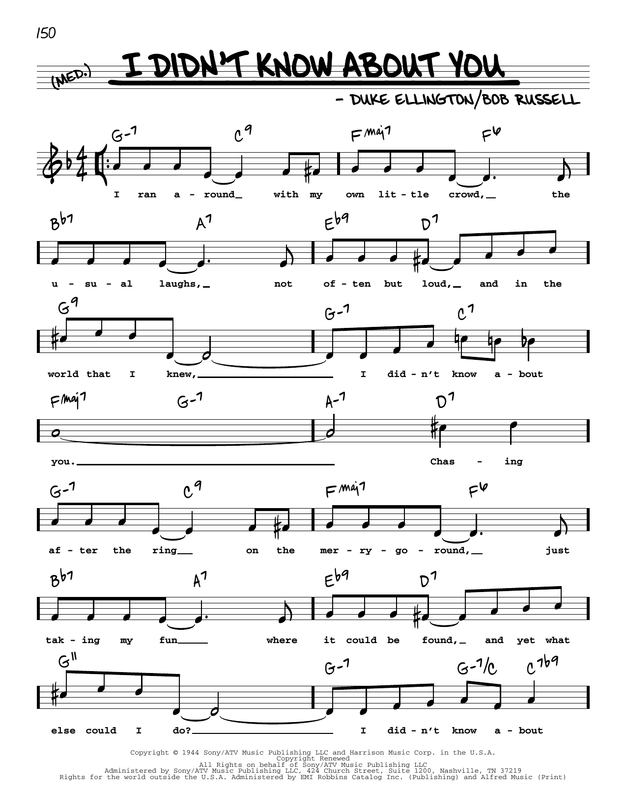 Download Duke Ellington I Didn't Know About You (High Voice) Sheet Music
