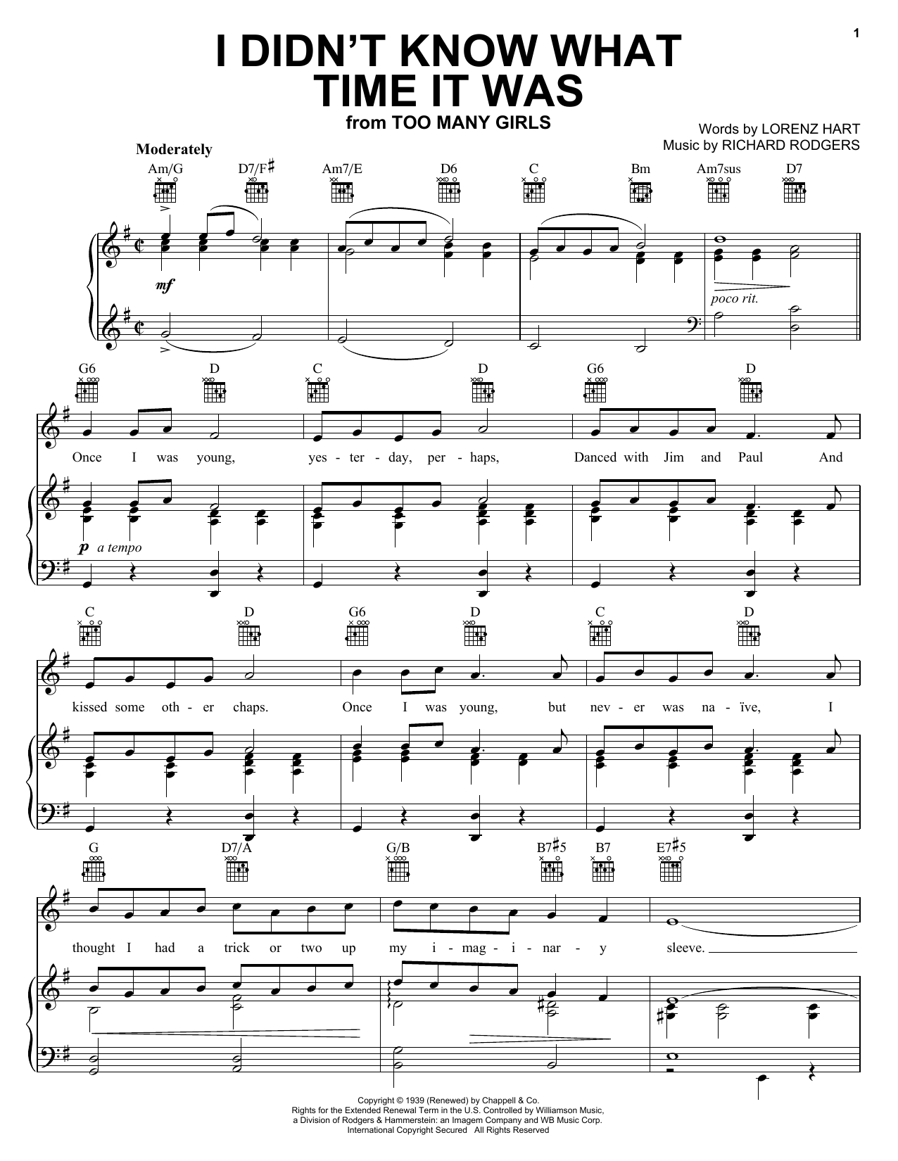 Download Rodgers & Hart I Didn't Know What Time It Was Sheet Music