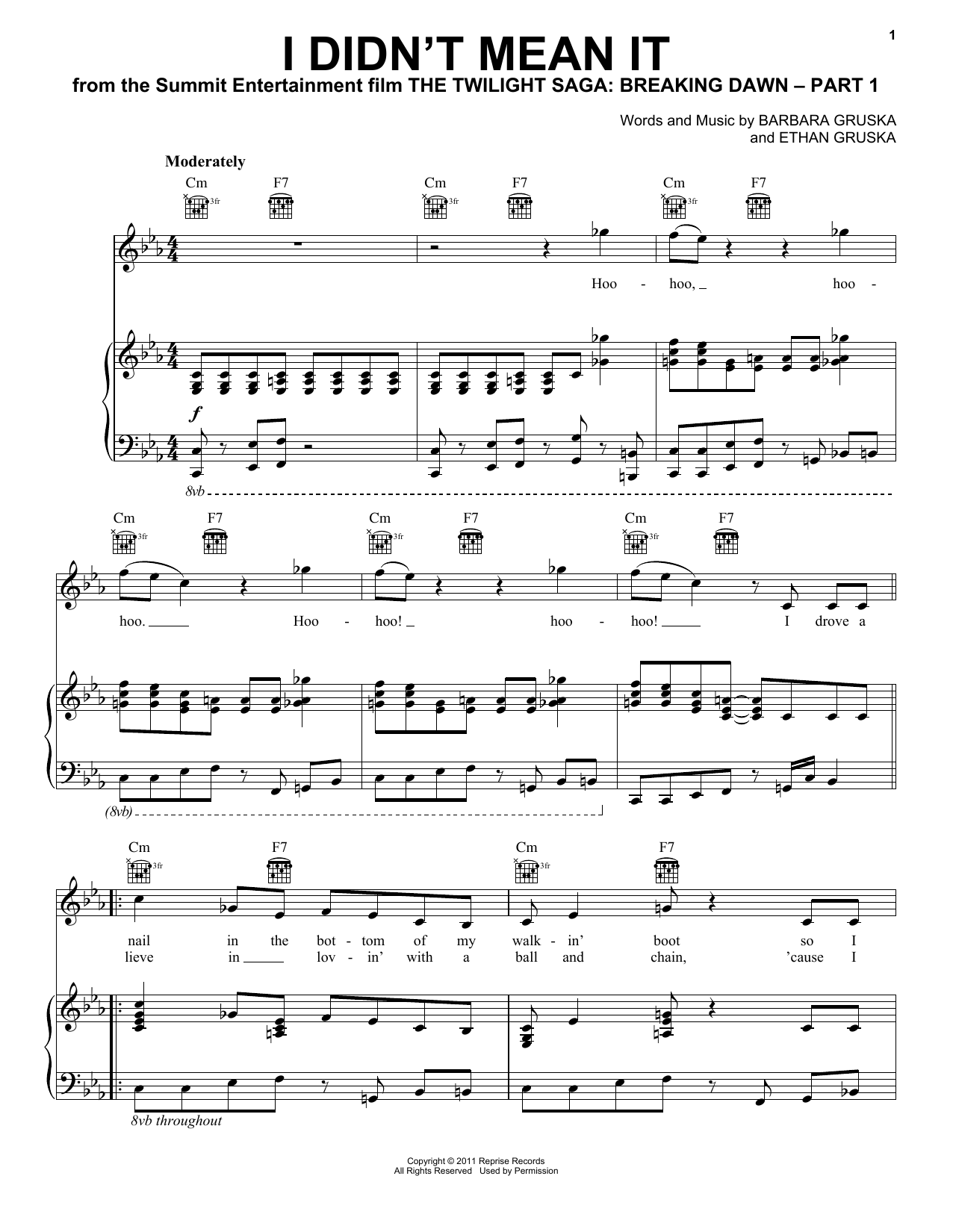 Download The Belle Brigade I Didn't Mean It (from The Twilight Sag Sheet Music