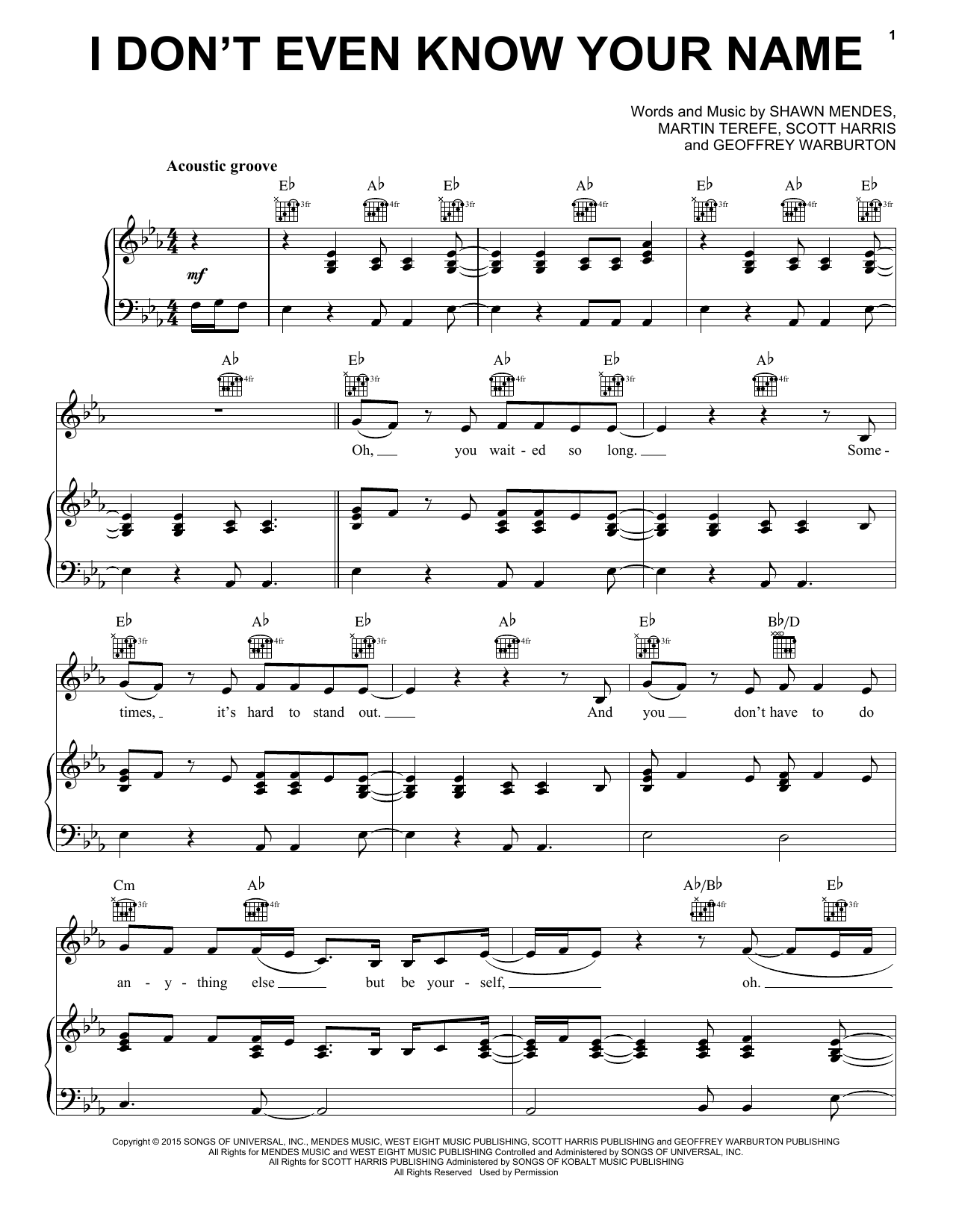 Download Shawn Mendes I Don't Even Know Your Name Sheet Music