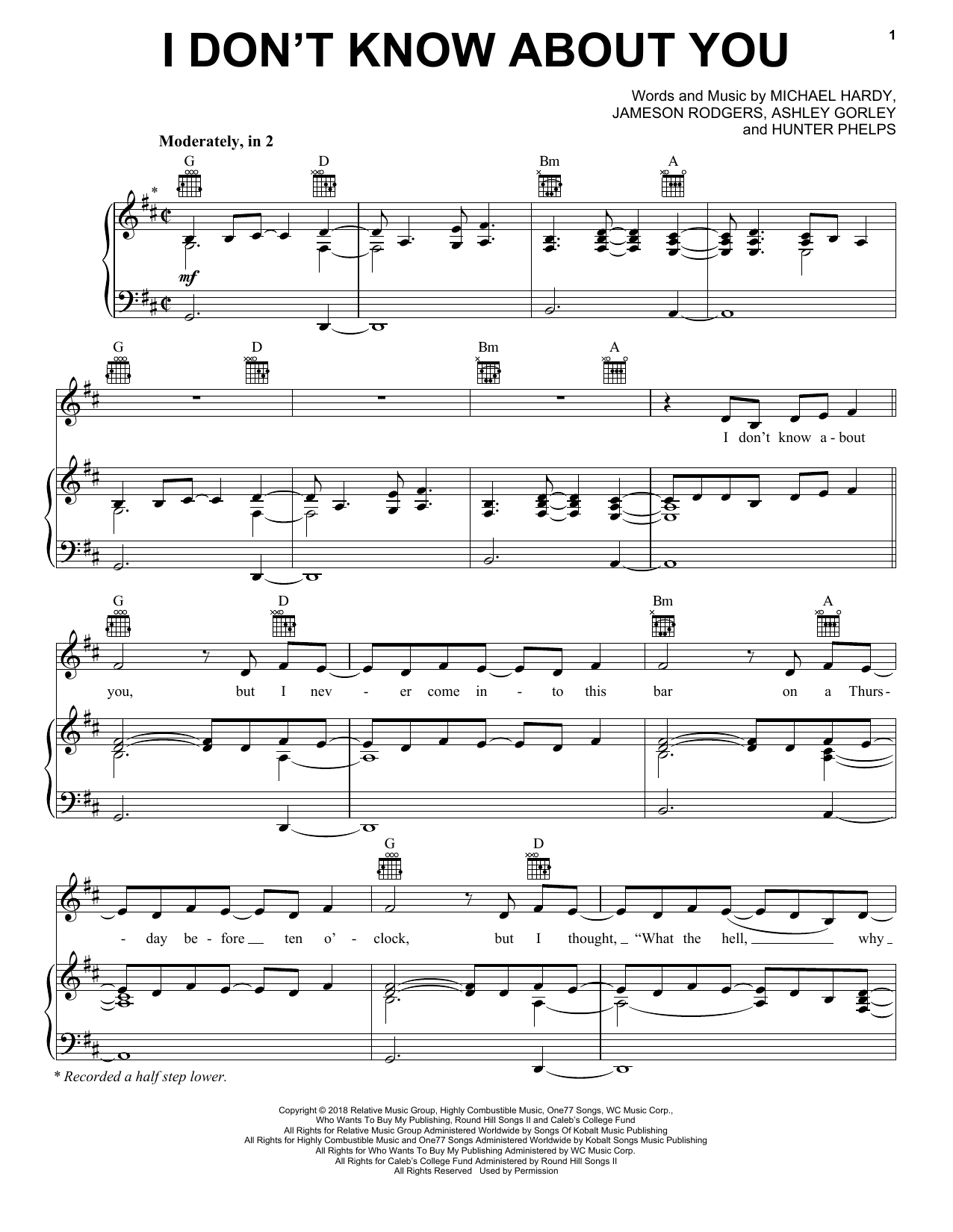 Download Chris Lane I Don't Know About You Sheet Music