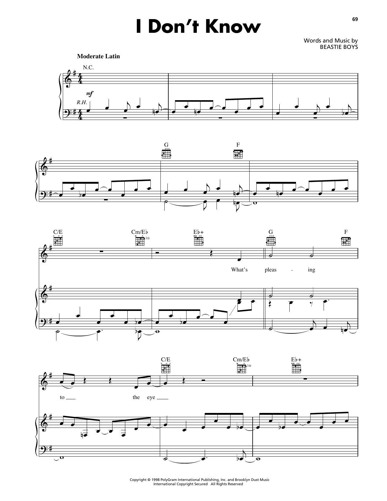 Download Beastie Boys I Don't Know Sheet Music