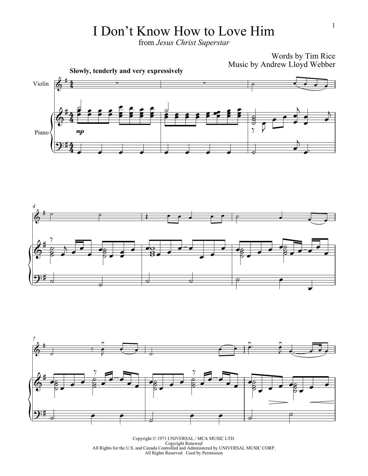Download Andrew Lloyd Webber I Don't Know How To Love Him (from Jesu Sheet Music