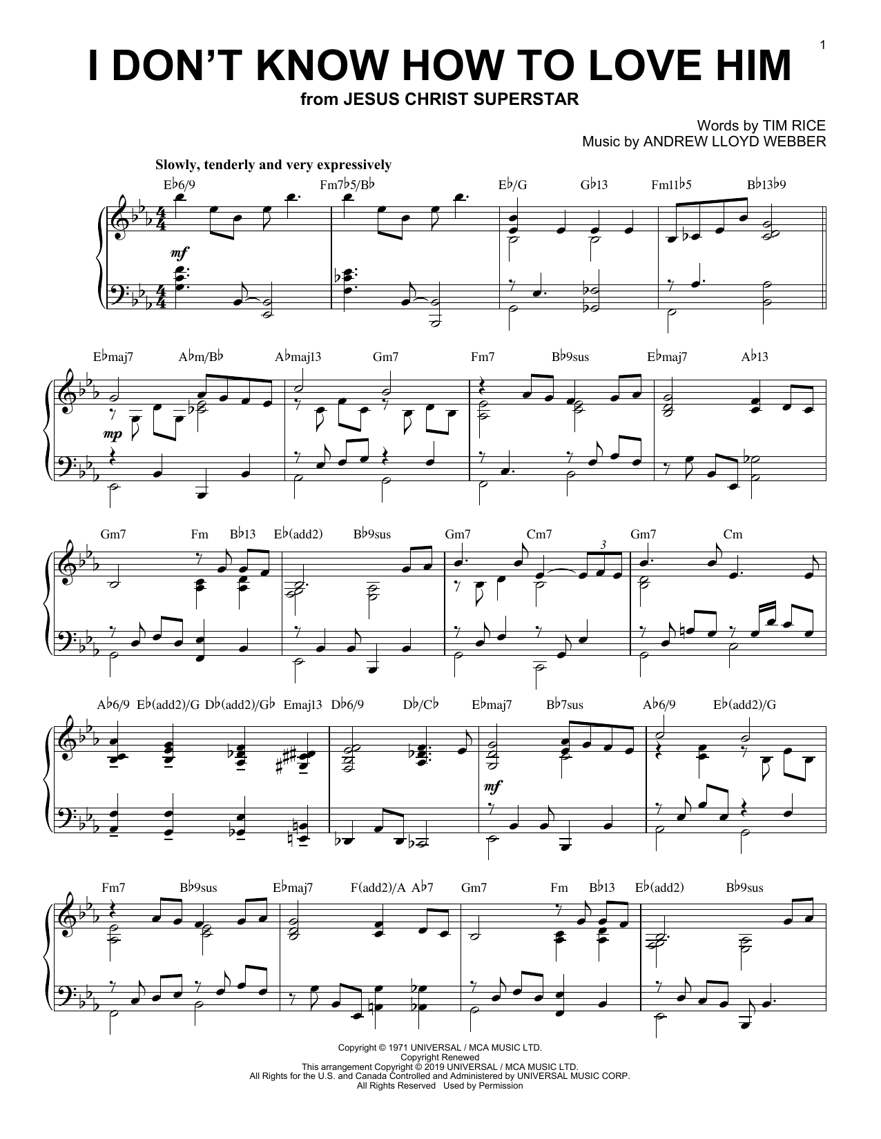 Download Andrew Lloyd Webber I Don't Know How To Love Him [Jazz vers Sheet Music