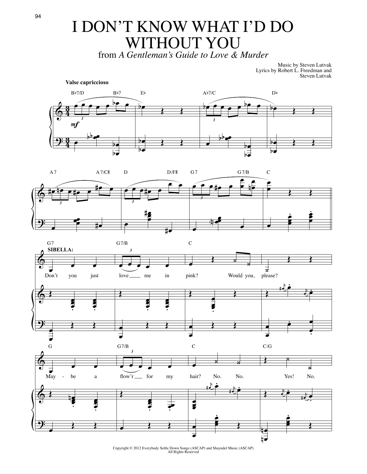 Download Steven Lutvak I Don't Know What I'd Do Without You Sheet Music