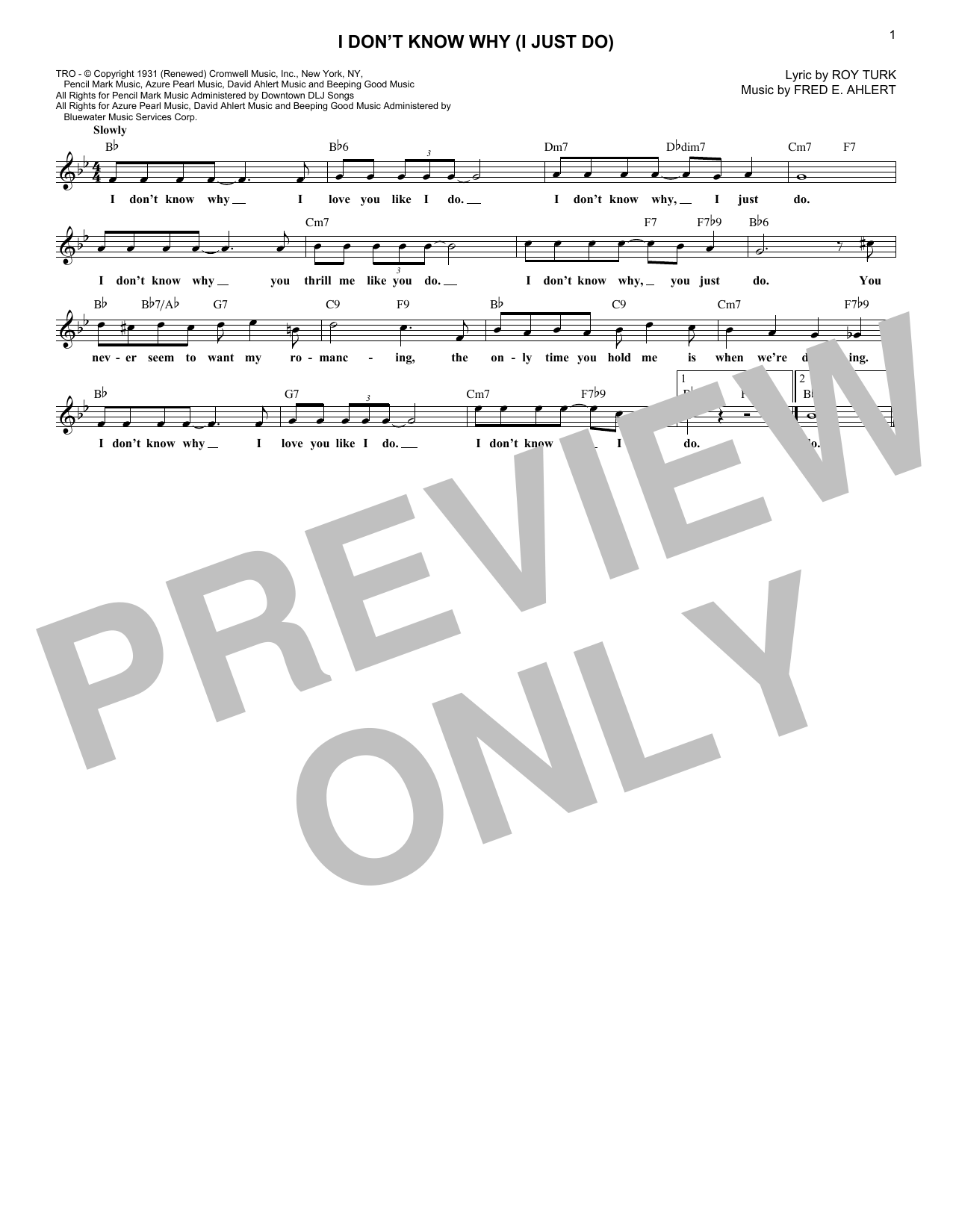 Download Fred E. Ahlert I Don't Know Why (I Just Do) Sheet Music