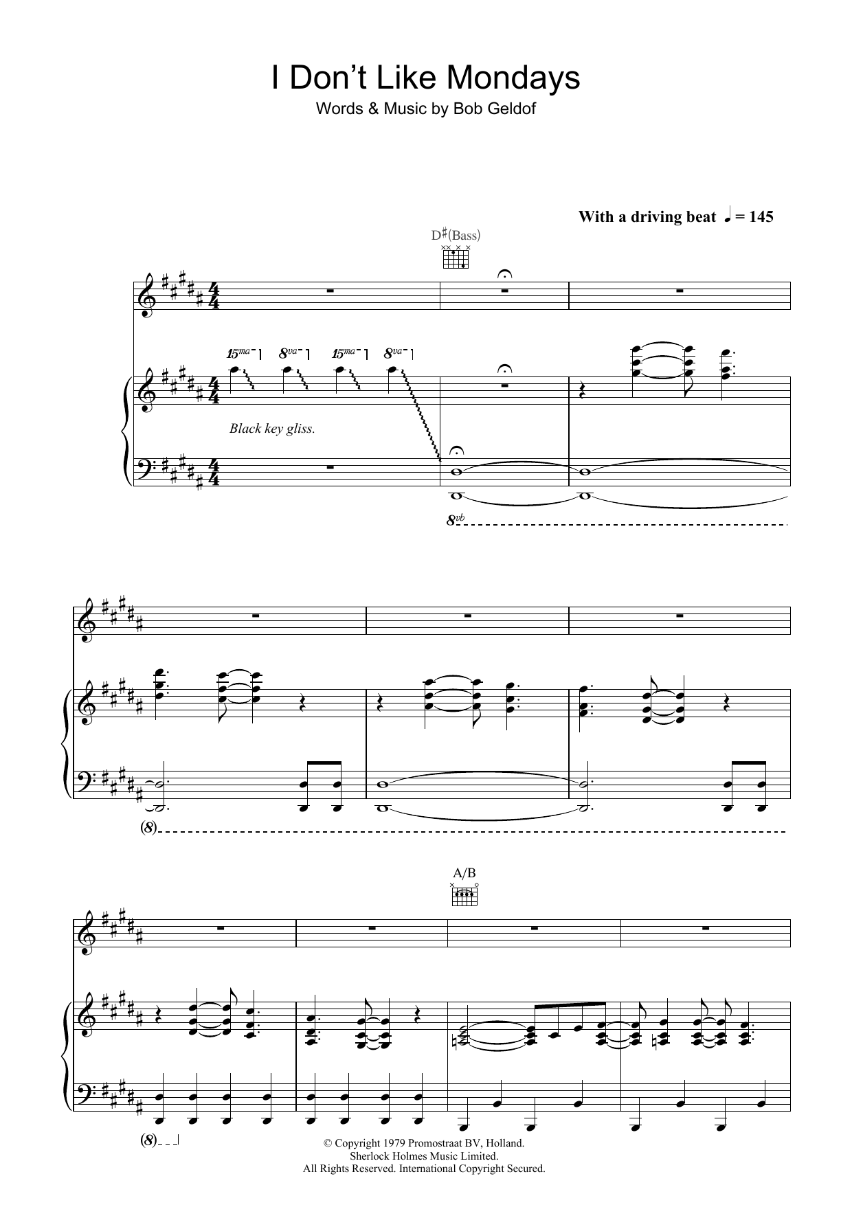 Download The Boomtown Rats I Don't Like Mondays Sheet Music