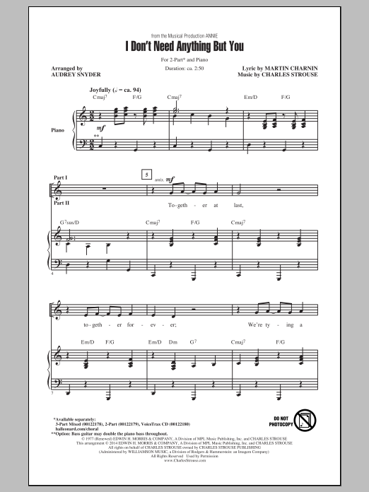 Download Charles Strouse I Don't Need Anything But You (arr. Aud Sheet Music