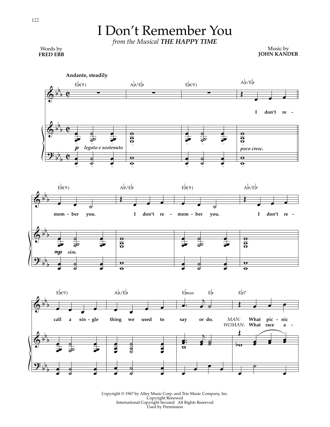 Download Kander & Ebb I Don't Remember You (from The Happy Ti Sheet Music