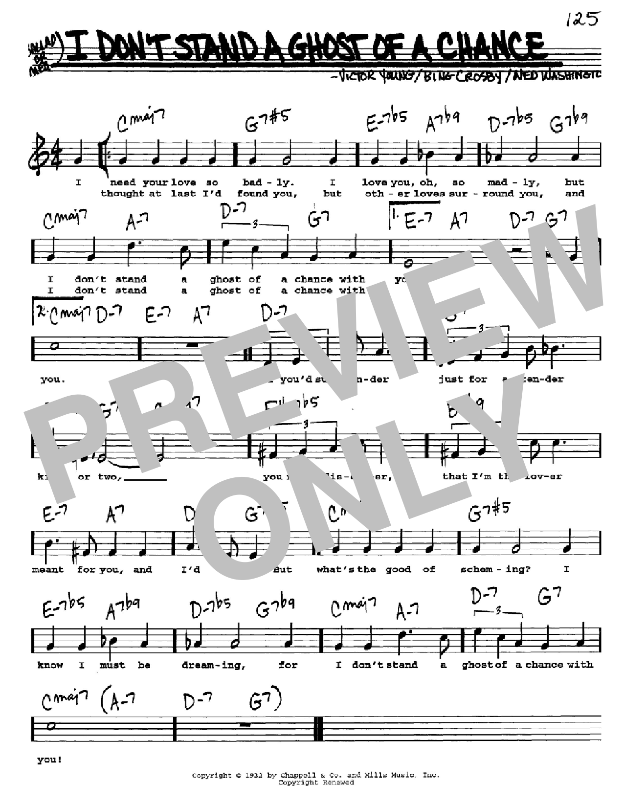 Download Bing Crosby I Don't Stand A Ghost Of A Chance Sheet Music