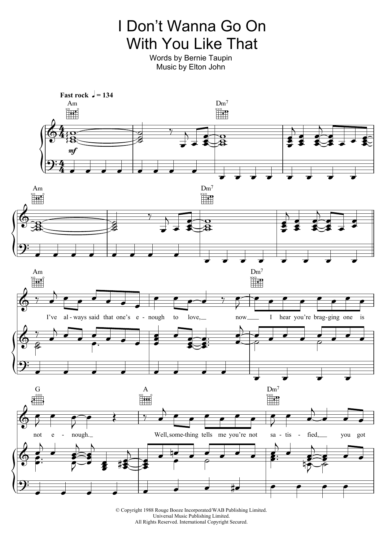 Download Elton John I Don't Wanna Go On With You Like That Sheet Music