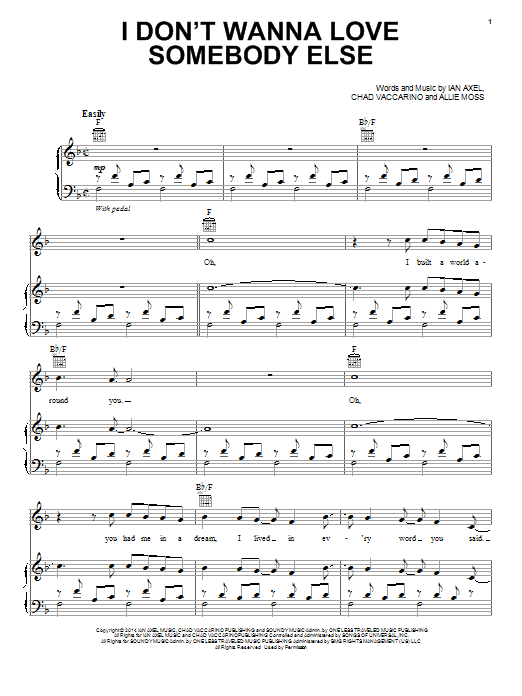Download A Great Big World I Don't Wanna Love Somebody Else Sheet Music