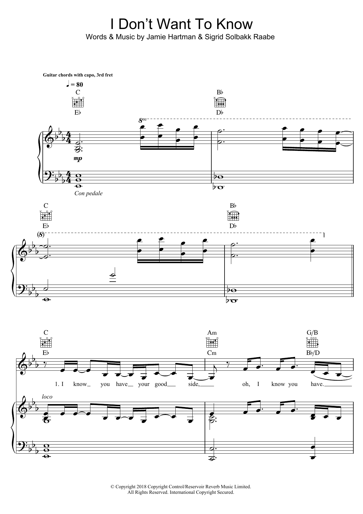 Download Sigrid I Don't Want To Know Sheet Music