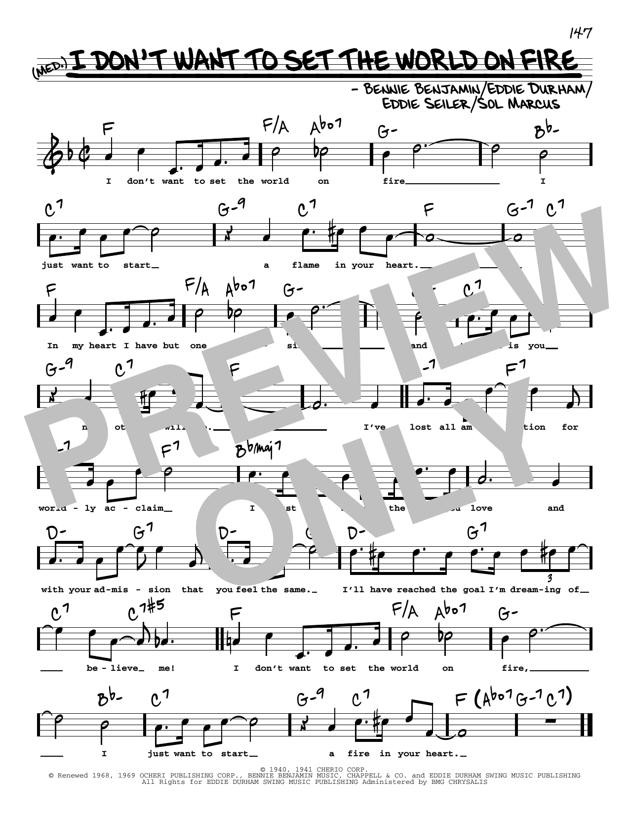 Download Eddie Seiler I Don't Want To Set The World On Fire ( Sheet Music