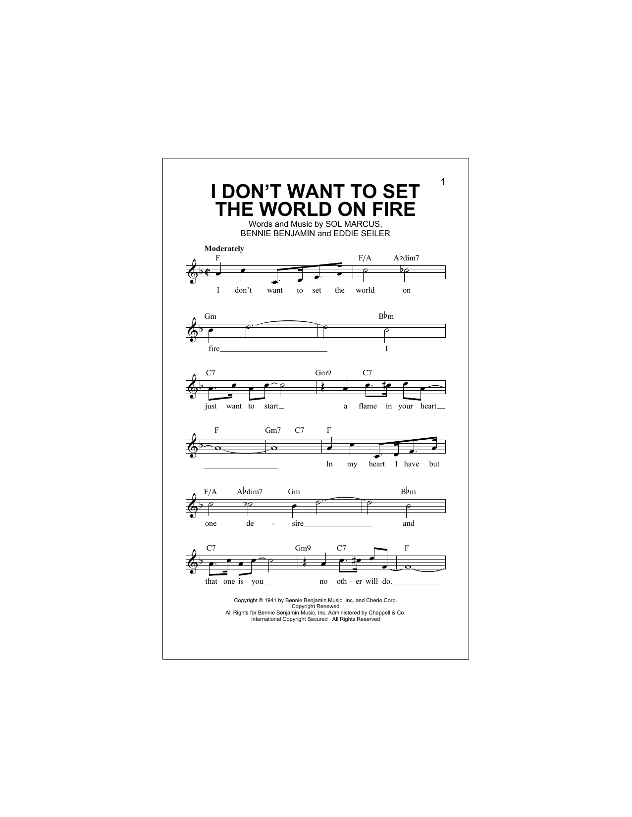 Download The Ink Spots I Don't Want To Set The World On Fire Sheet Music