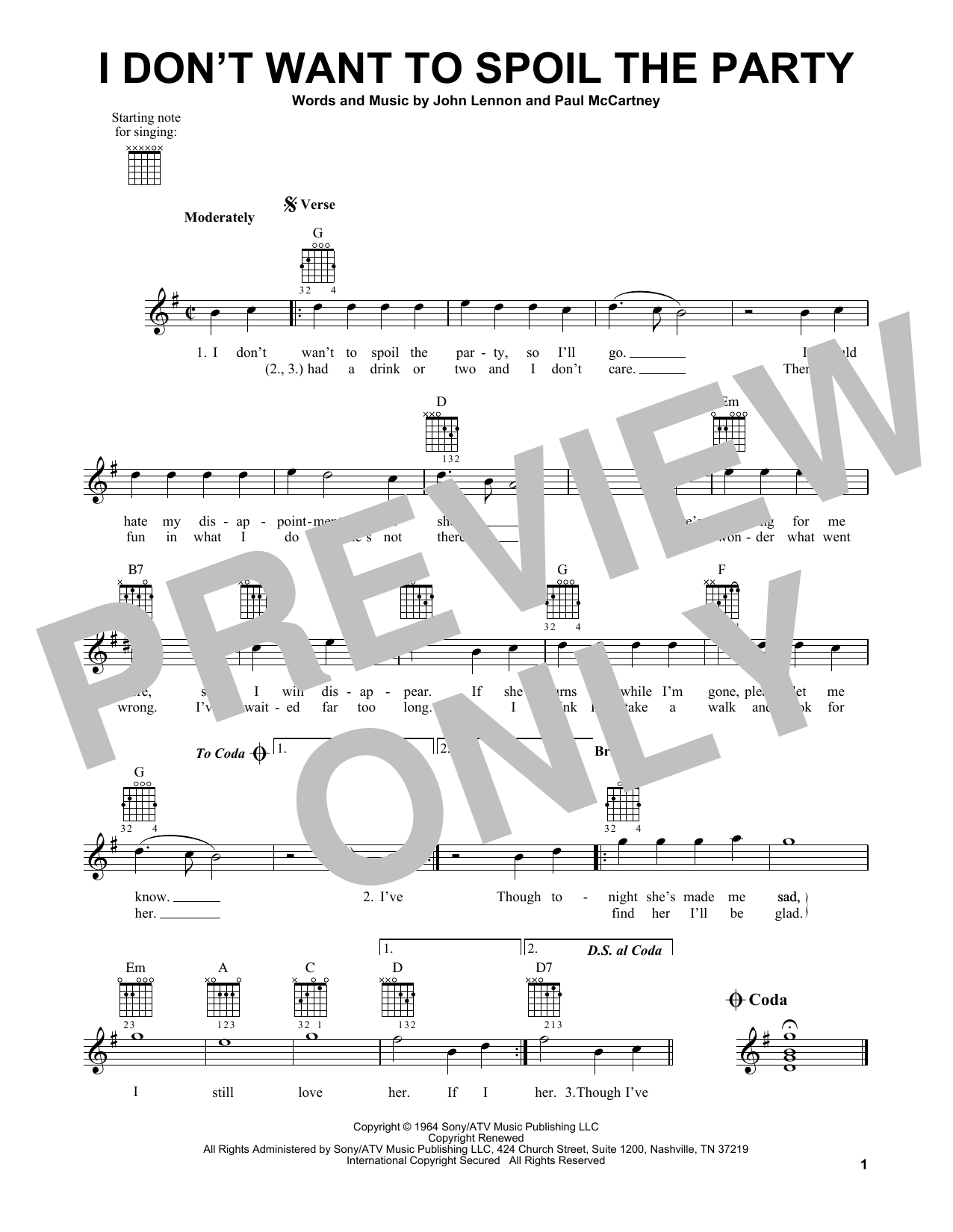 Download The Beatles I Don't Want To Spoil The Party Sheet Music