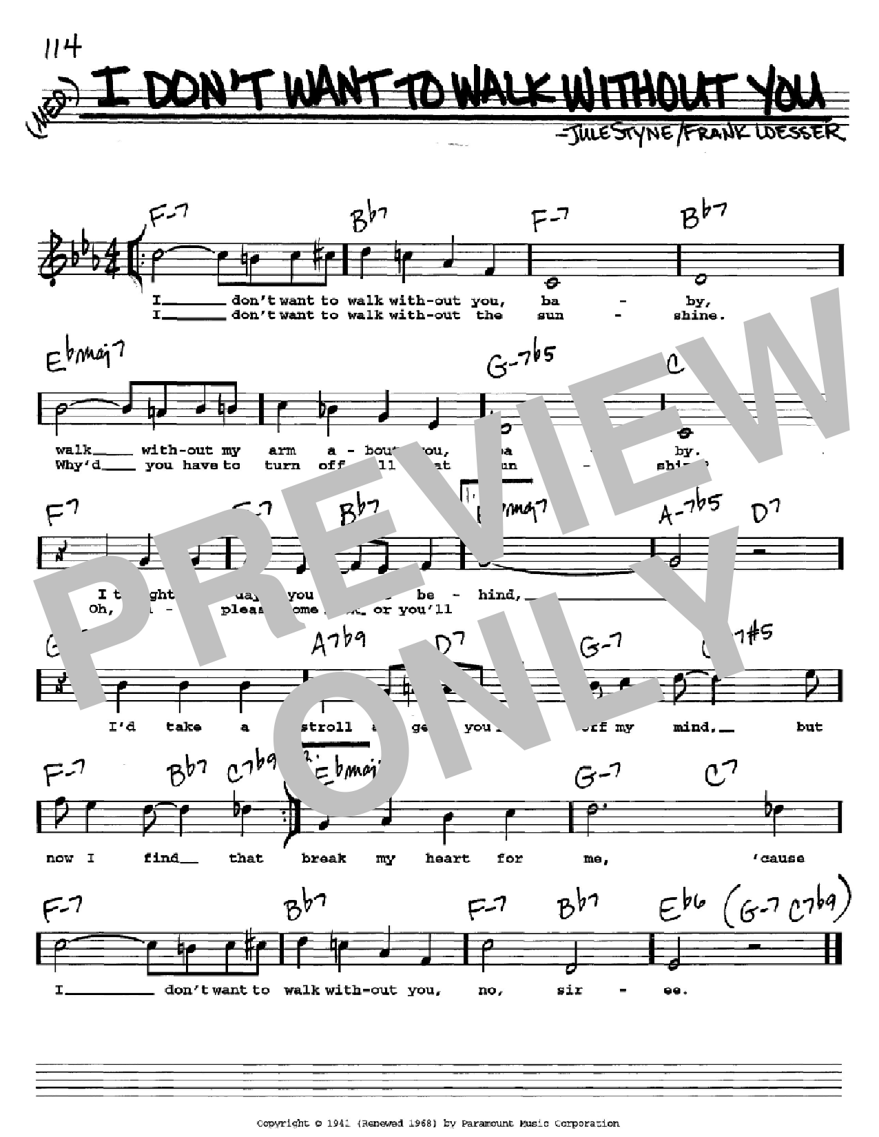 Download Frank Loesser I Don't Want To Walk Without You Sheet Music