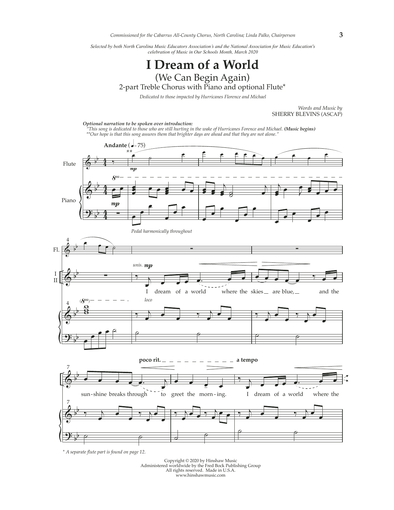 Download Sherry Blevins I Dream of a World Sheet Music