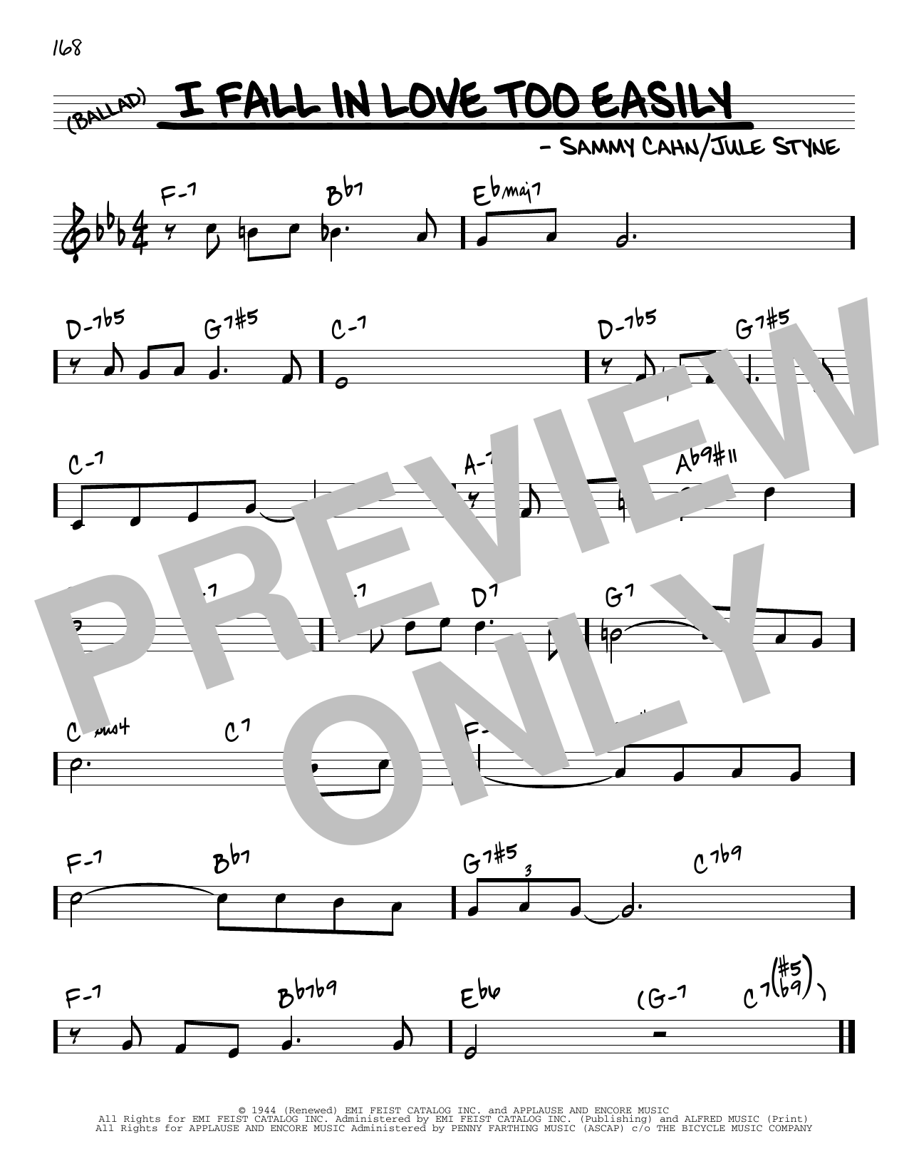 Download Jule Styne and Sammy Cahn I Fall In Love Too Easily Sheet Music