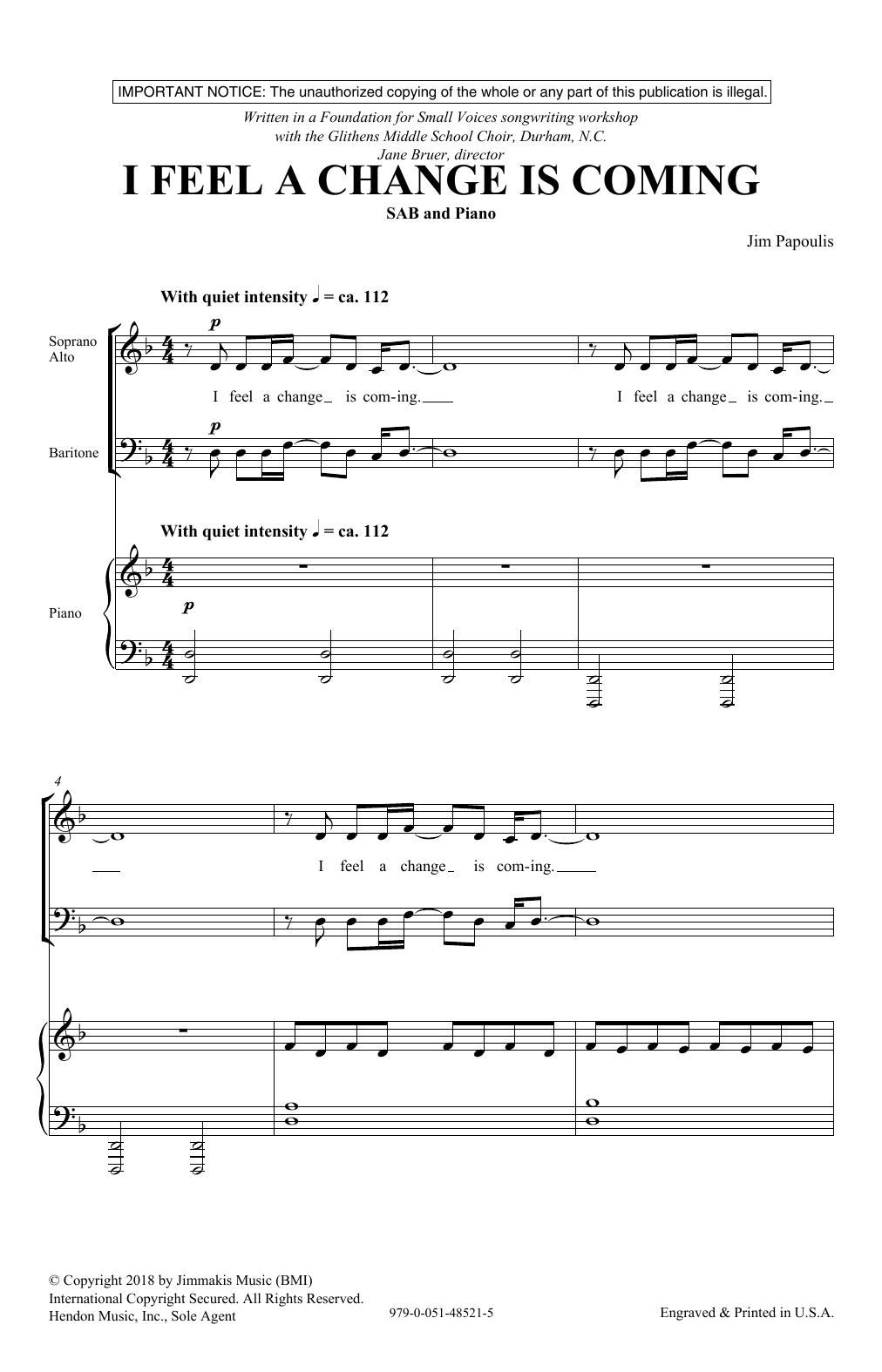 Download Jim Papoulis I Feel A Change Is Coming Sheet Music