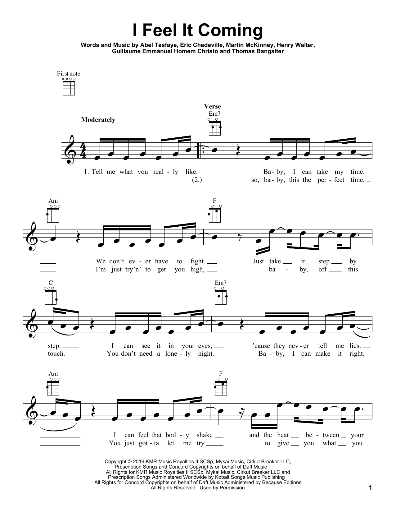 Download The Weeknd feat. Daft Punk I Feel It Coming Sheet Music