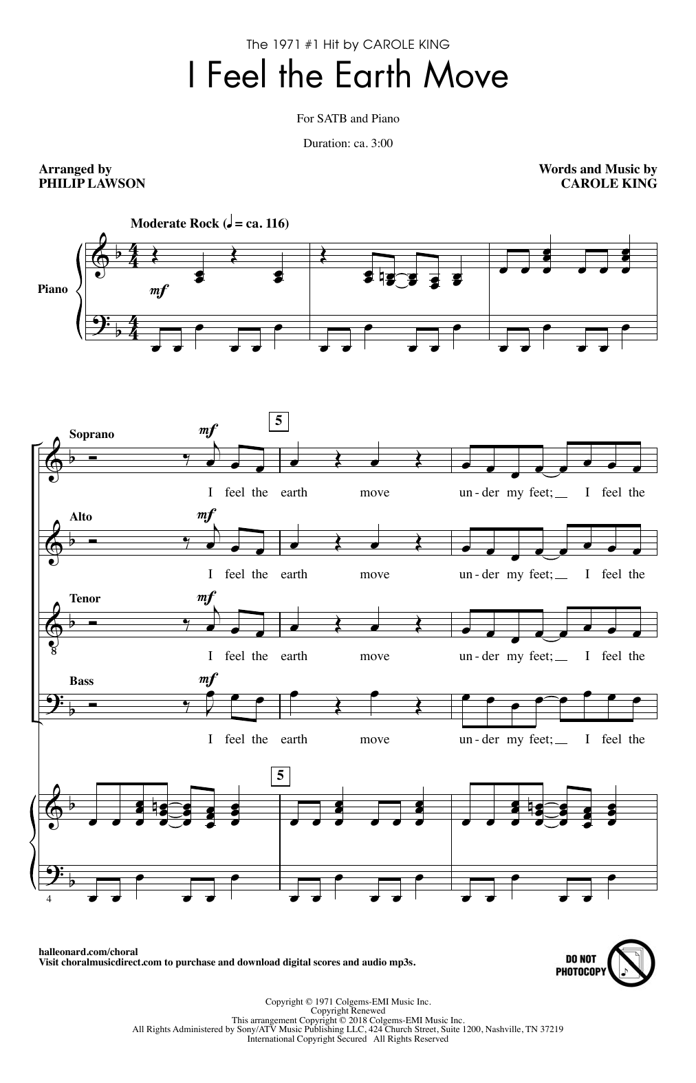Download Philip Lawson I Feel The Earth Move Sheet Music