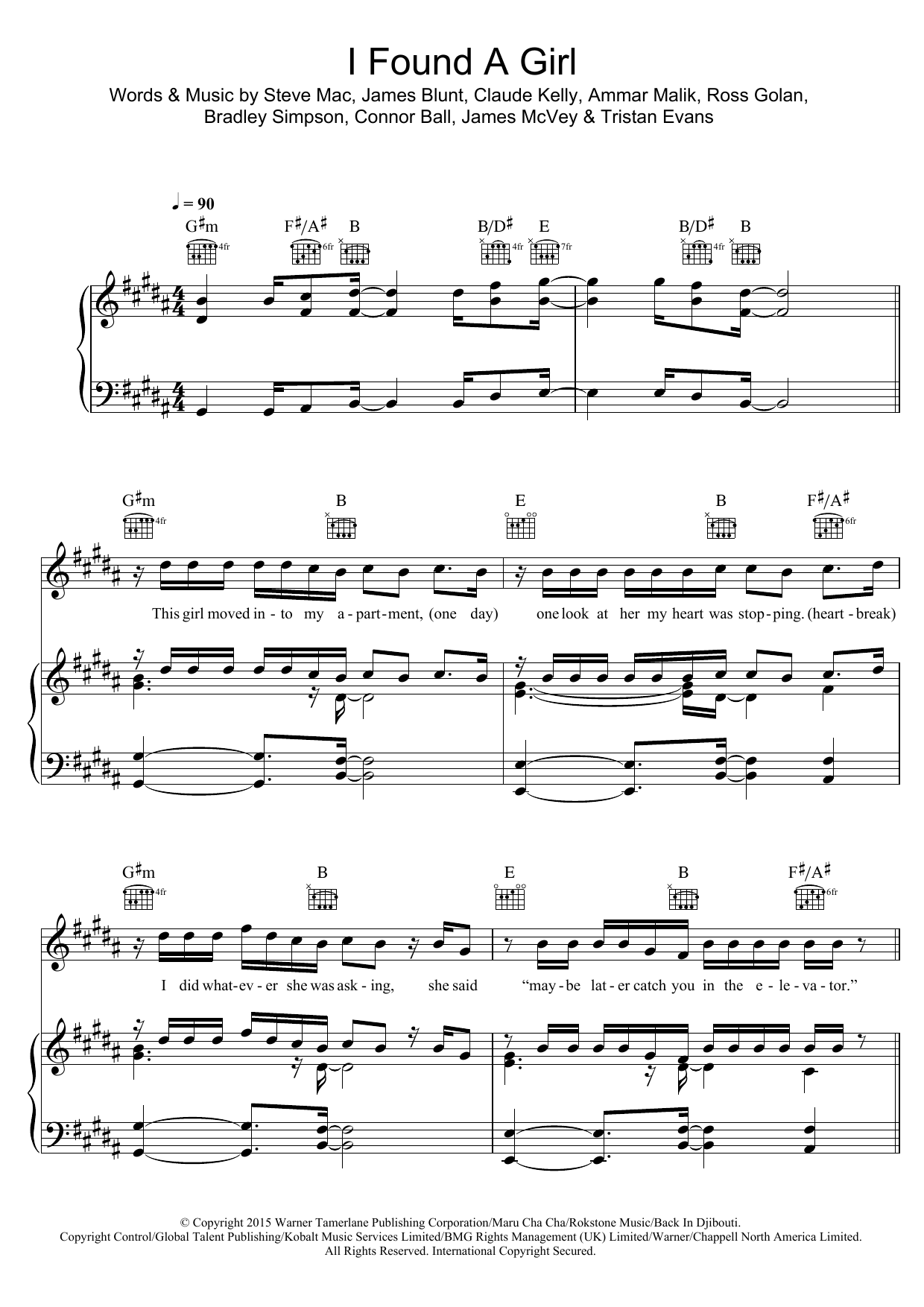 Download The Vamps I Found A Girl Sheet Music