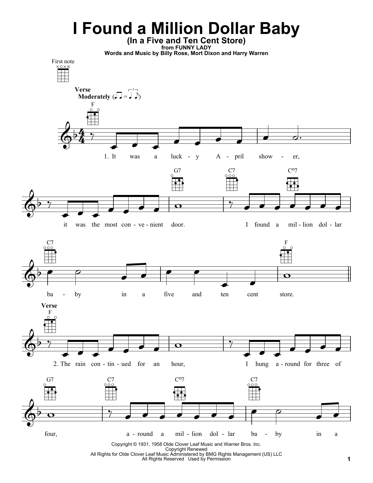 Download Mort Dixon I Found A Million Dollar Baby (In A Fiv Sheet Music