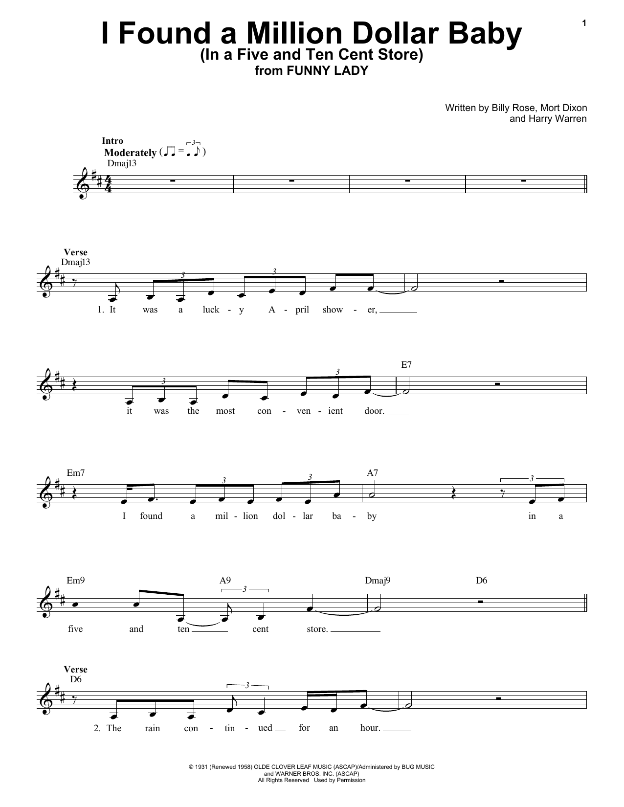 Download Nat King Cole I Found A Million Dollar Baby (In A Fiv Sheet Music