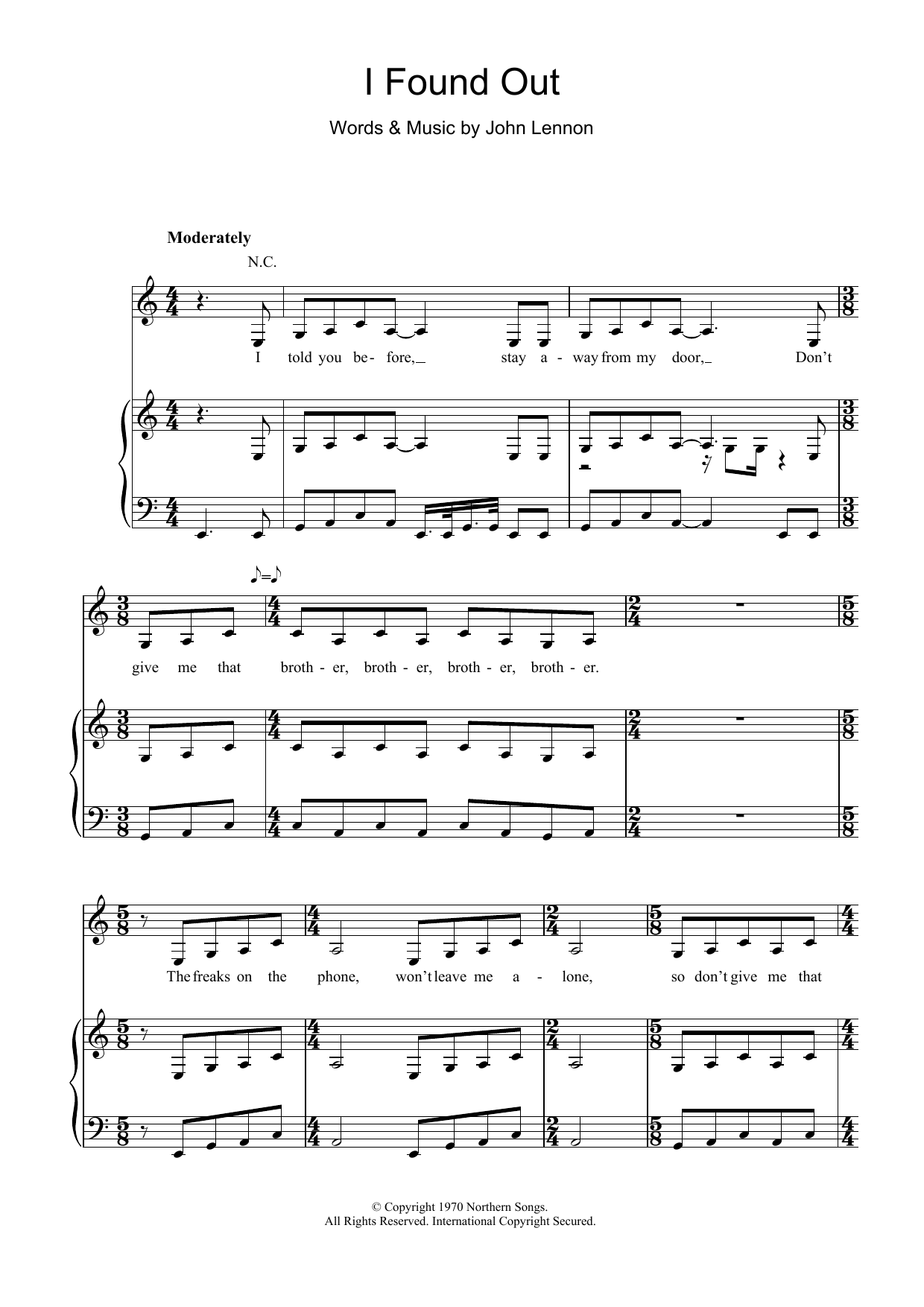 Download John Lennon I Found Out Sheet Music