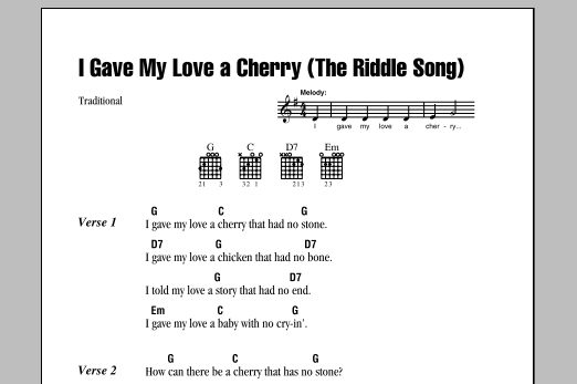 Download Traditional I Gave My Love A Cherry (The Riddle Son Sheet Music