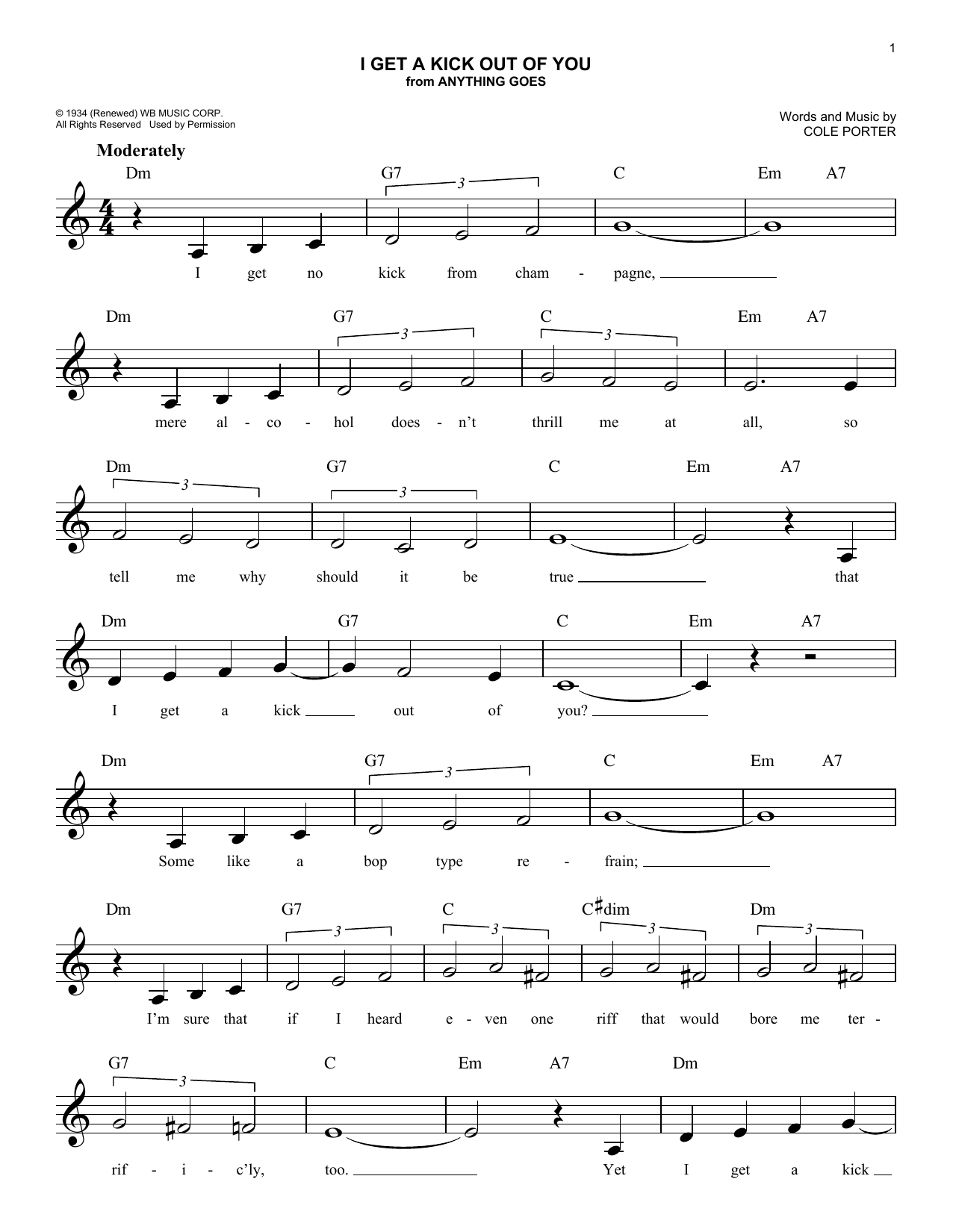 Download Frank Sinatra I Get A Kick Out Of You Sheet Music