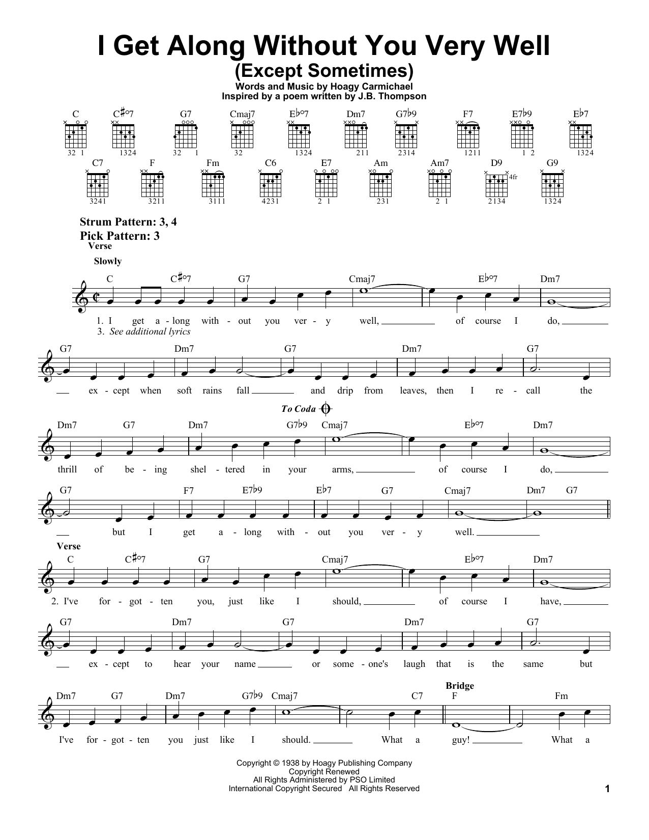 Download Hoagy Carmichael I Get Along Without You Very Well (Exce Sheet Music