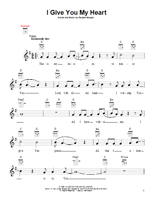 Download Hillsong I Give You My Heart Sheet Music