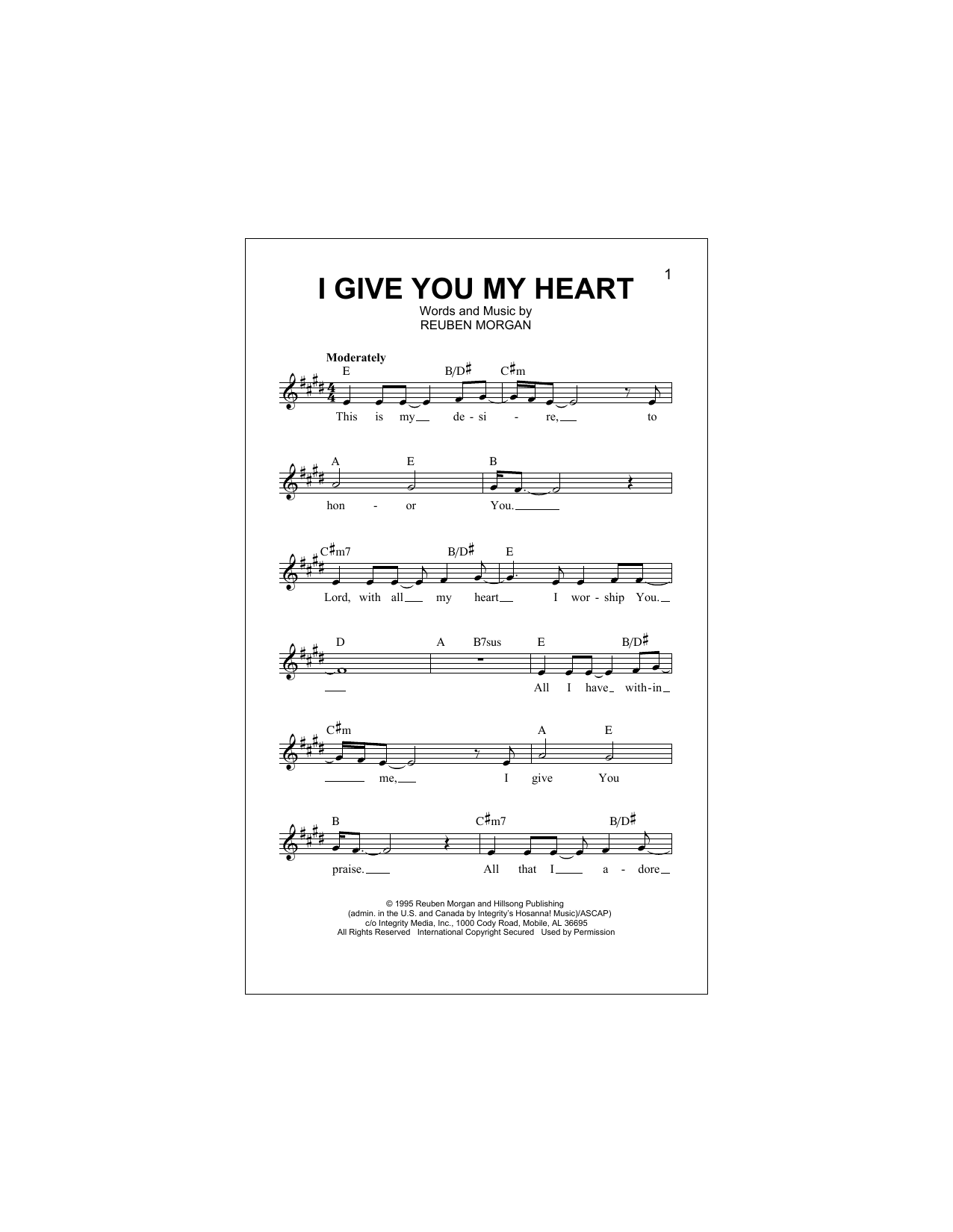 Download Jeff Deyo I Give You My Heart Sheet Music