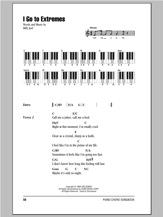 Download Billy Joel I Go To Extremes Sheet Music