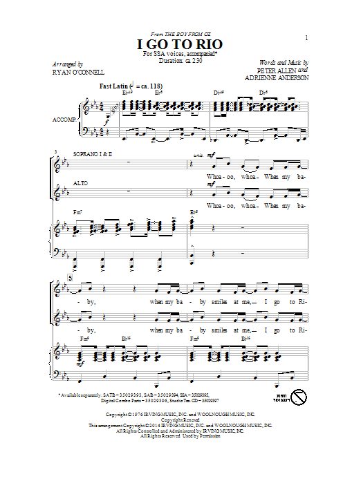 Download Ryan O'Connell I Go To Rio Sheet Music
