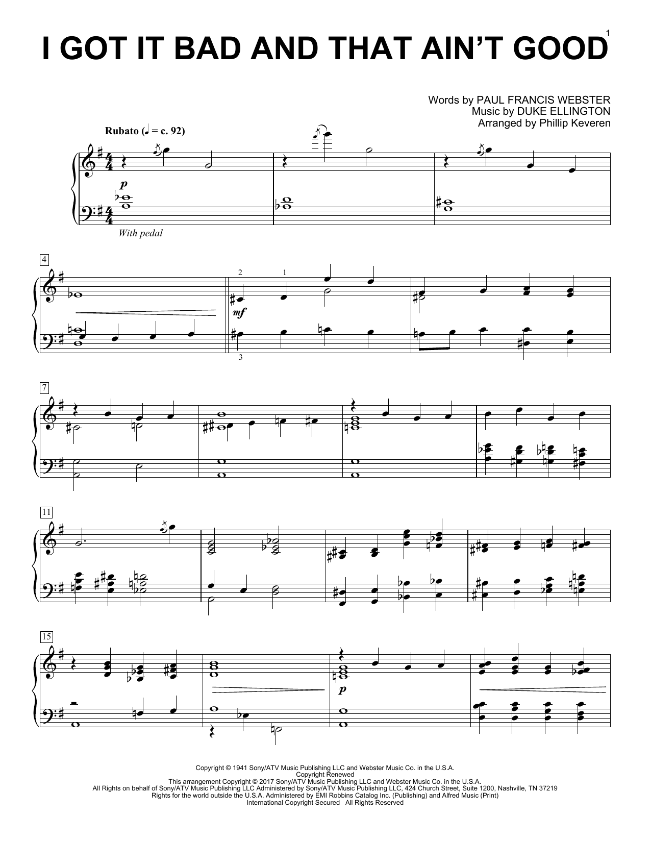Download Phillip Keveren I Got It Bad And That Ain't Good Sheet Music