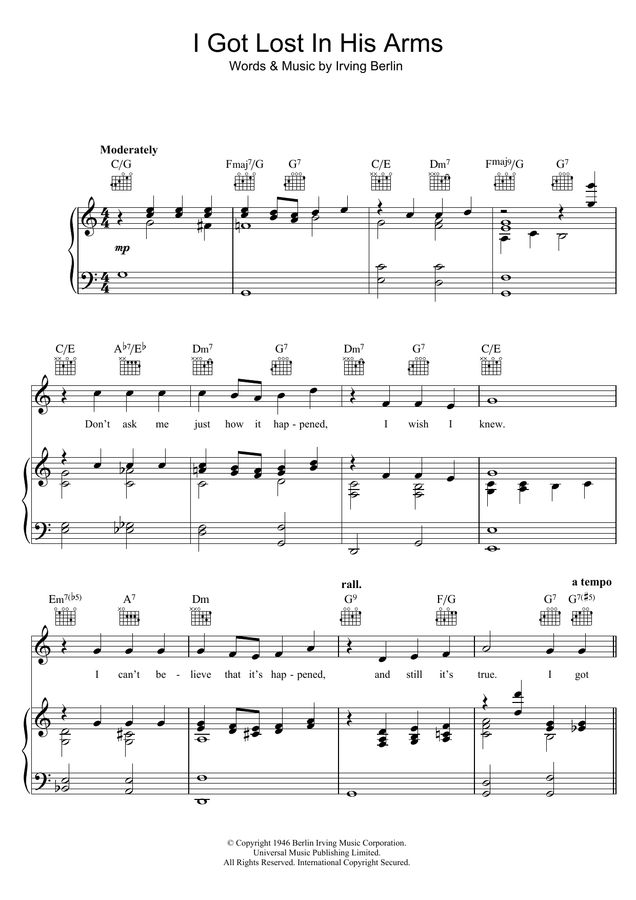 Download Irving Berlin I Got Lost In His Arms Sheet Music